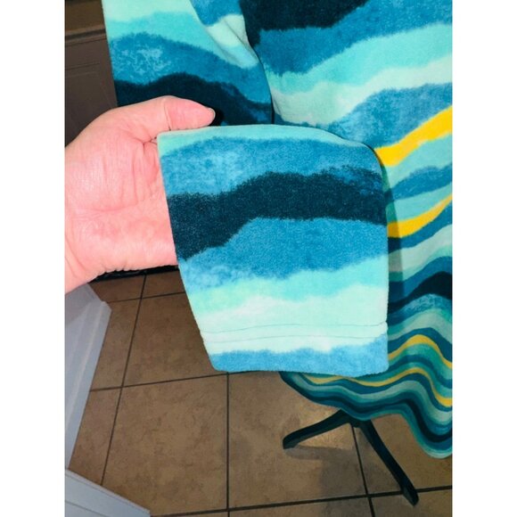 Lands End Womens Cozy Fleece Pullover Dress S/P Bright Stripe Pattern Travel - Picture 10 of 12
